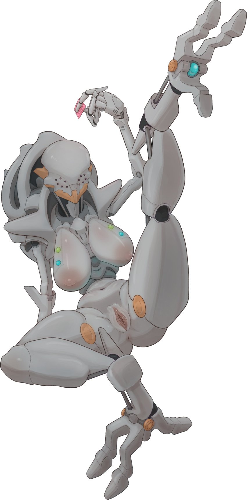 3_toes 4_fingers anthro anus areola ass belly big_areola big_ass big_breasts big_thighs breasts calamity_mod condom condom_wrapper draedon female full_body gray_body huge_ass huge_breasts huge_thighs inanimate leg_up legs_apart lighting long_fingers long_legs looking_at_viewer mechanical mechanical_arm mechanical_leg mouthless multi_eye nipples pussy re-logic robot scientist solo spread_legs terraria thick_ass thick_hips thick_thighs thighs white_background wide_hips