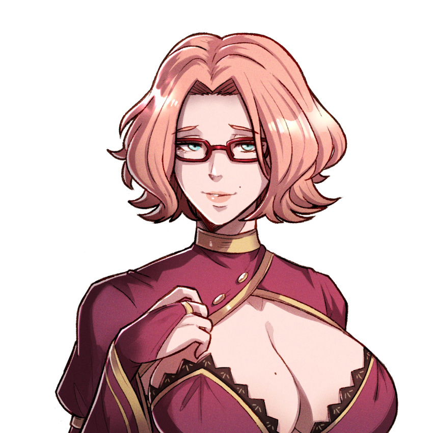 1girls alpha_channel alternate_hair_length alternate_hairstyle big_breasts blue_eyes boob_window breasts bridal_gauntlets bust_portrait cleavage commission cornelia_arnim female female_only fire_emblem fire_emblem:_three_houses for_sticker_use glasses gzei highres large_breasts lipstick makeup mole mole_above_mouth mole_on_breast nintendo pink_hair pink_lips png red-framed_eyewear second-party_source solo sticker_template transparent_background transparent_png