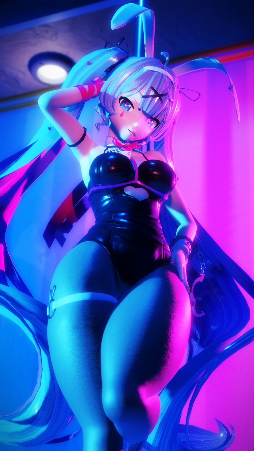 3d 3d_(artwork) big_breasts bunny_ears bunnysuit hatsune_miku hips hips_wider_than_shoulders mikou_39 rabbit_hole_(vocaloid) stripper_pole thick_thighs thunder_thighs vocaloid wide_hips