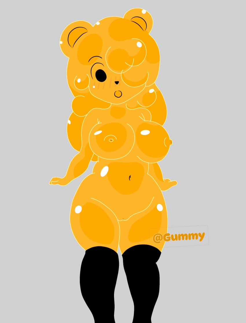 bear_ears black_eyes gummy_bear large_breasts white_socks