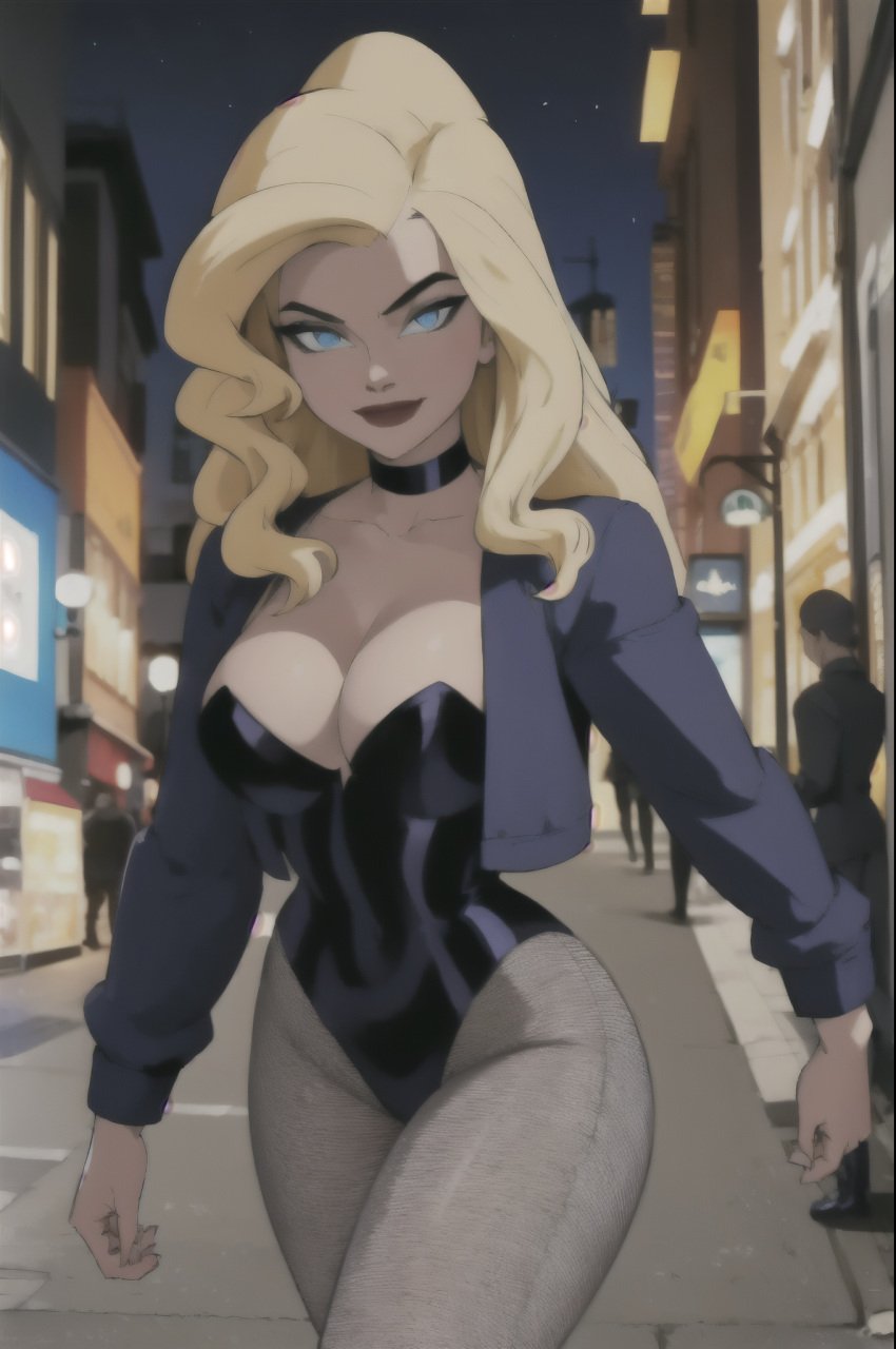 ai_generated birds_of_prey black_canary blonde_hair blue_eyes dc dc_comics deviantart deviantart_link female female_only justice_league justice_league_unlimited nai_diffusion solo stable_diffusion tagme