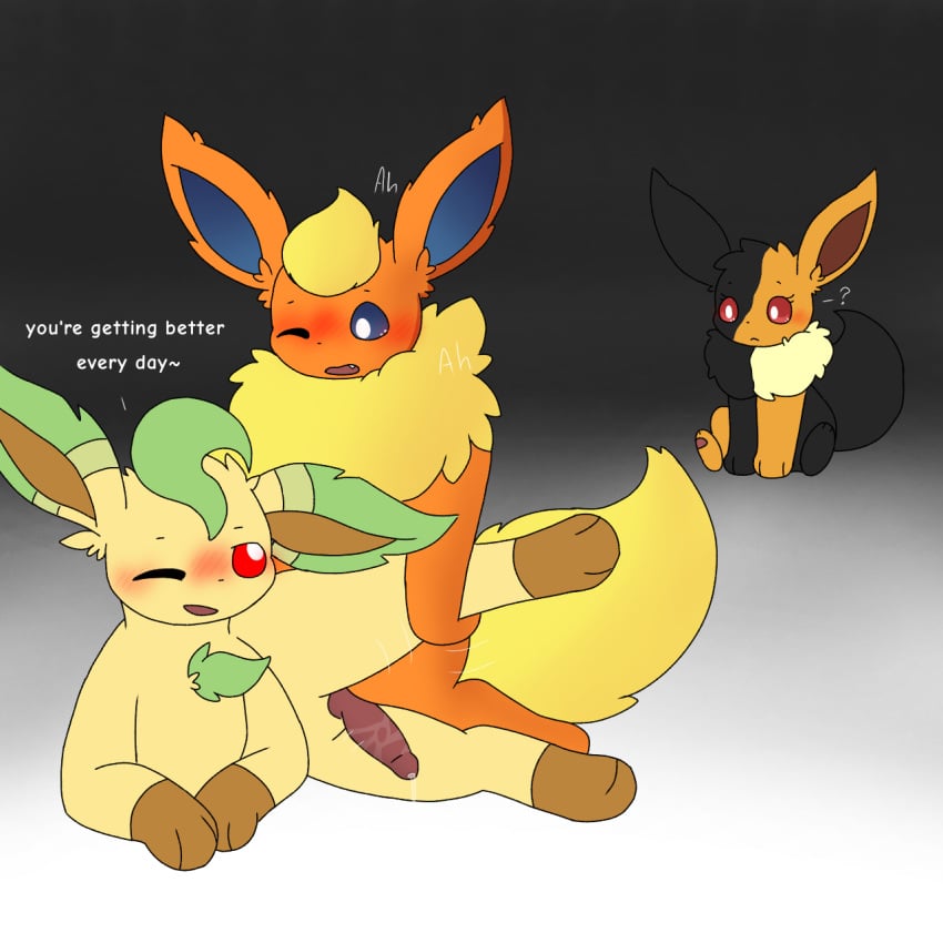 2boys anthro eeveelution_squad flare_(eeveelution_squad) flareon fluffy_(eeveelution_squad) gay leafeon leafy_green_ male_only nintendo pokémon_(species) pokemon pokemon_(species) selfcest solar_(eeveelution_squad) yaoi