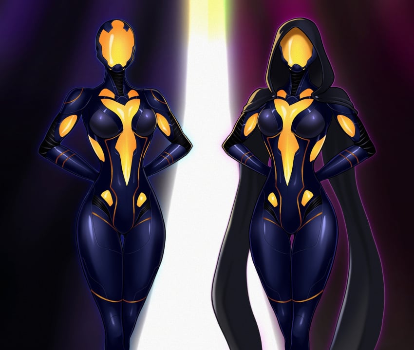 2_bodysuits 2girls bodysuit endless_space_2 female female_only full_body_suit fully_clothed latex latex_clothing latex_suit png shiny_clothes skin_tight spacemaxmarine tight_clothing vodyani