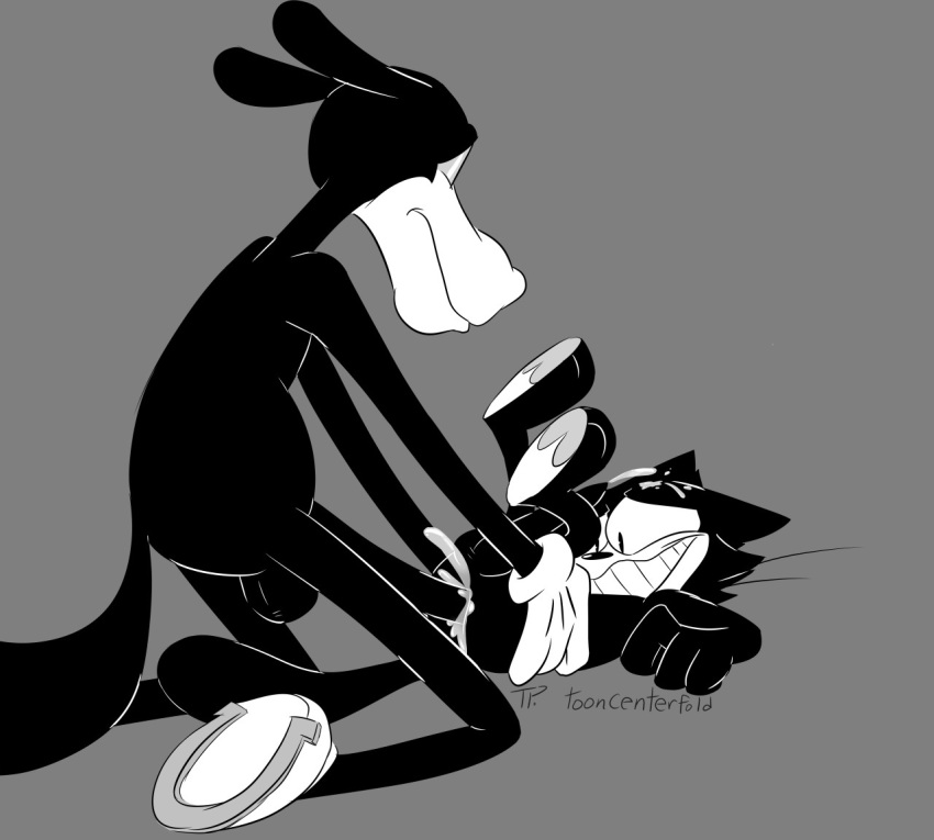 anal anal_sex anthro anus ass balls big_penis black_fur clothing cum cum_in_ass cum_inside cum_on_self cumshot disney domestic_cat dreamworks duo ejaculation equid equine erection felid feline felis felix_the_cat felix_the_cat_(series) fleischer_style_toon fur gay gloves horace_horsecollar horse huge_cock male male_only male_penetrating mammal monochrome nude orgasm penetration penis sex simple_background smile steampunkseahorse toony yaoi