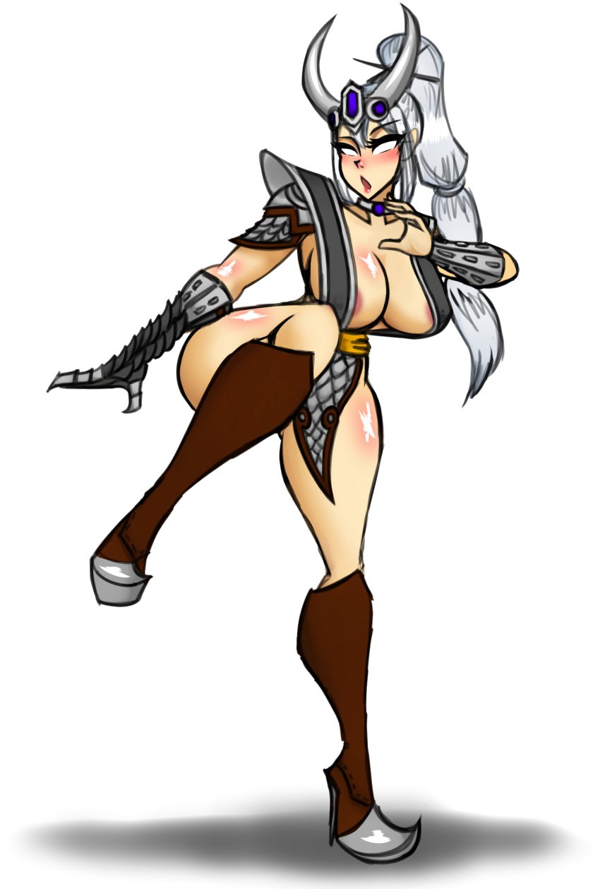 1girls big_breasts female female_only light-skinned_female light_skin lynncorp miao_ying solo solo_female warhammer_(franchise) warhammer_fantasy white_hair