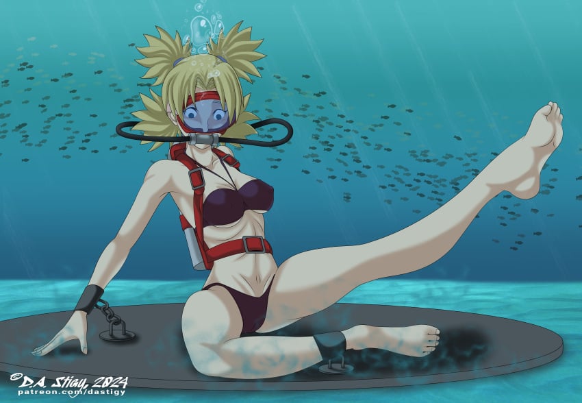 1girls 5_toes barefoot bikini blonde_hair blue_eyes damsel_in_distress dastigy feet female female_only female_solo heroine_in_trouble naruto naruto_(series) peril scuba scuba_gear scuba_mask scuba_tank soles solo solo_female solo_only temari toes underwater underwater_peril