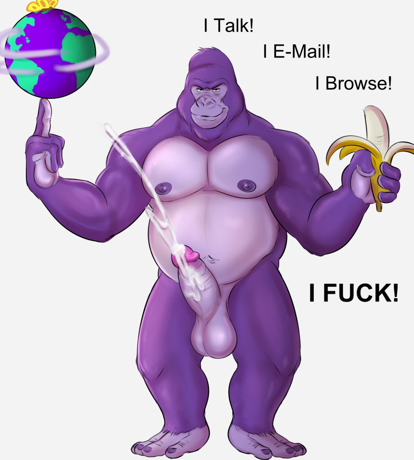 balls bonzi_buddy cum erection gorilla kinggatorbeast looking_at_viewer male male_only muscles penis smiling smiling_at_viewer solo