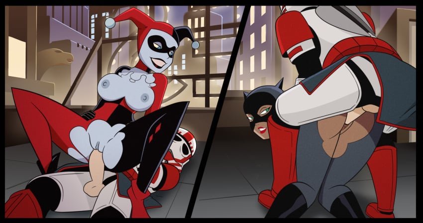 1boy 2girls batman:_the_animated_series batman_(series) catwoman catwoman_(dcau) crossover deadinside97 harley_quinn harley_quinn_(classic) shock_trooper star_wars stormtrooper