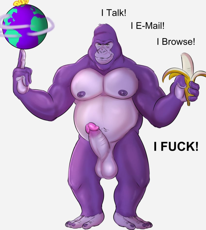 1boy balls bonzi_buddy bonziworld chubby erect_penis erection gorilla kinggatorbeast looking_at_viewer male male_only muscles penis smiling smiling_at_viewer solo