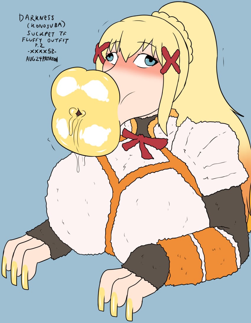 cross-eyed darkness_(konosuba) fellatio_monster fluffy kono_subarashii_sekai_ni_shukufuku_wo! konosuba suckpet tagme thick_lips transformation xxxx52