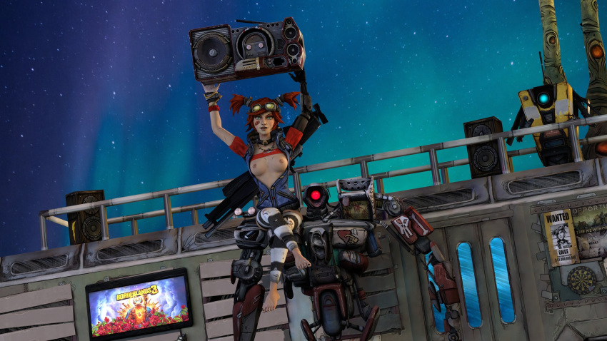 barefoot borderlands borderlands_2 breasts deathtrap gaige_(borderlands) pinup stockings