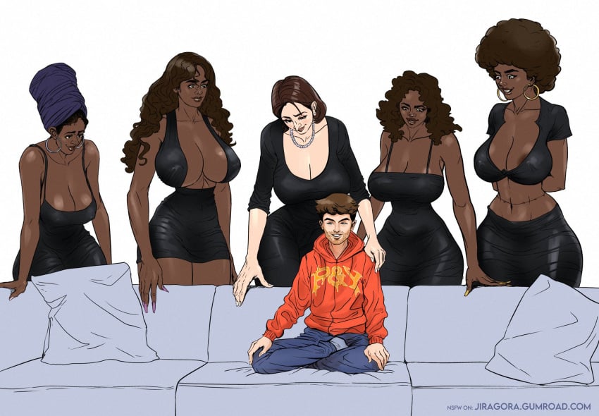 1boy 5girls abigail_shapiro afro areola_slip areolae black_hair brown_hair cleavage clothing dark-skinned_female dark_areolae dark_skin female hips huge_ass huge_breasts imminent_sex interracial jewish_female jiragora light-skinned_male light_skin male mature mature_female meme midriff nick_j_fuentes piper_perri_surrounded politics real_person revealing_clothes simple_background straight thick_thighs thighs tummy voluptuous voluptuous_female white_background wide_hips