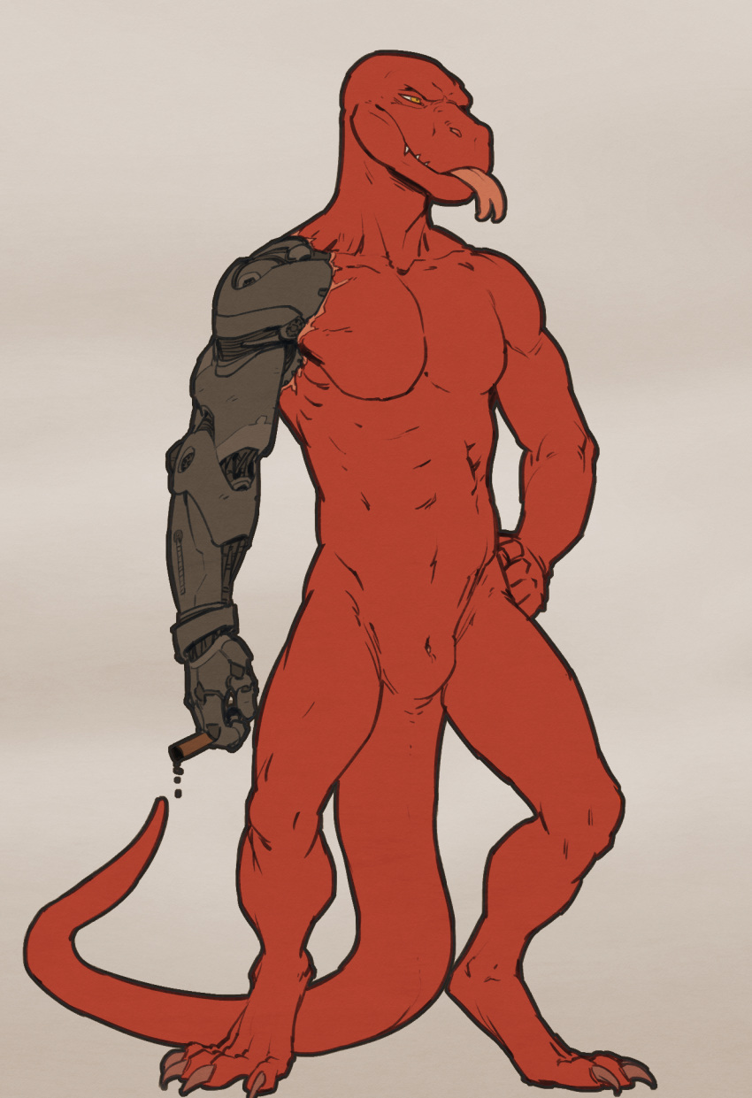 amit anthro cigar lizard male male_only muscular red_skin reptile scalie solo tail tongue