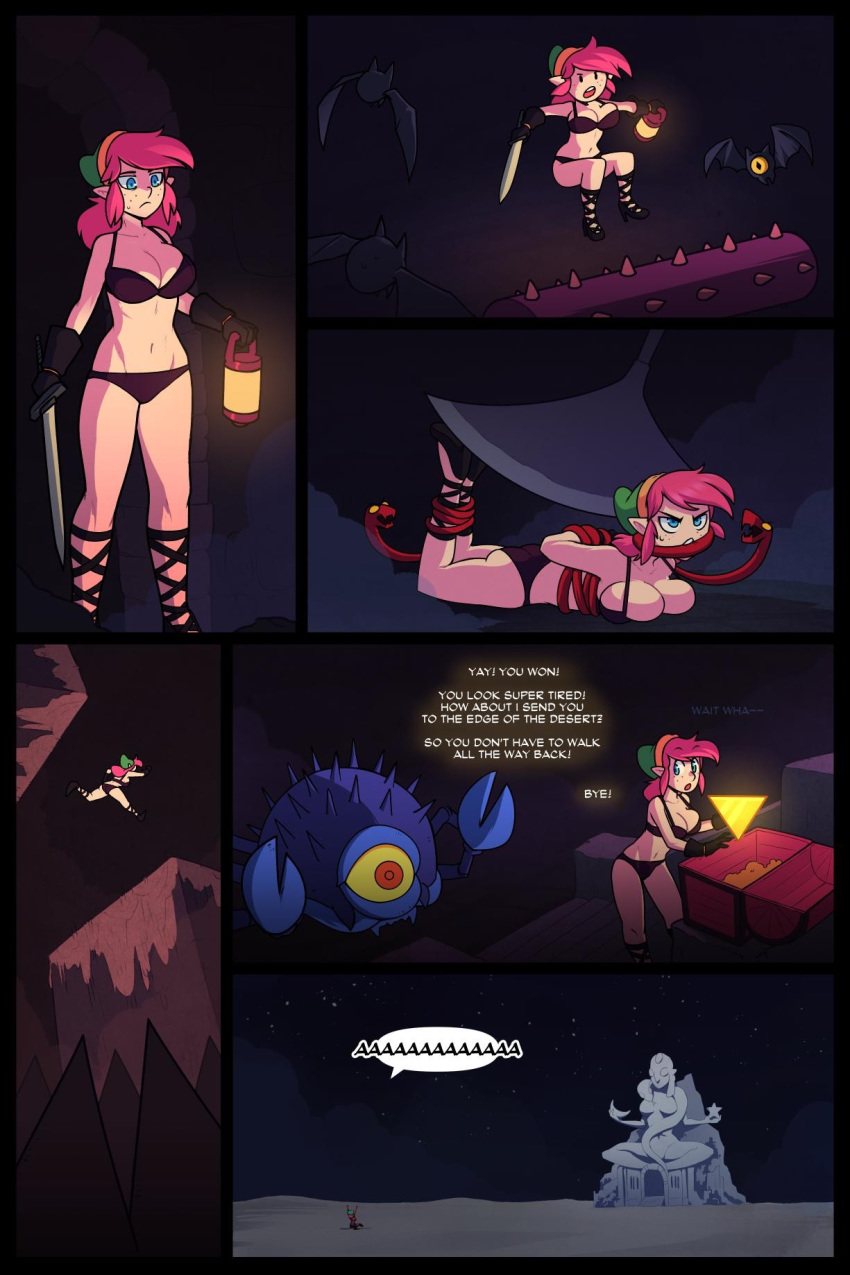 bondage bra brellom comic english_text kneehighs lantern link link_(shounen_captain) panties pink_hair rule_63 snake sword the_legend_of_zelda underwear