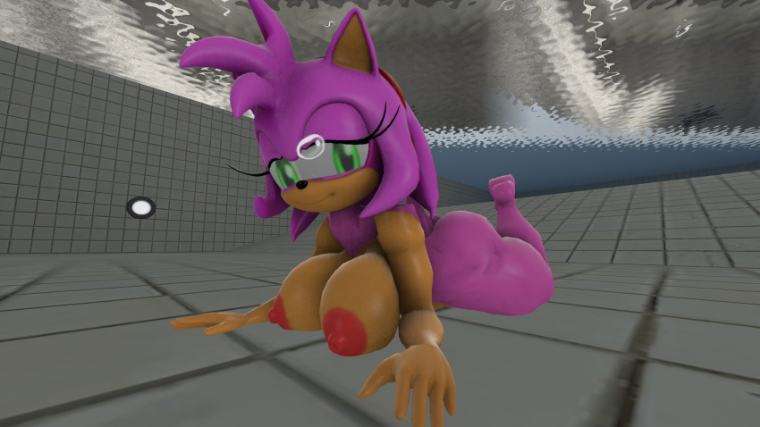 3d air_bubbles amy_rose big_breasts eyelashes sonic_(series) thehumblefellow underwater