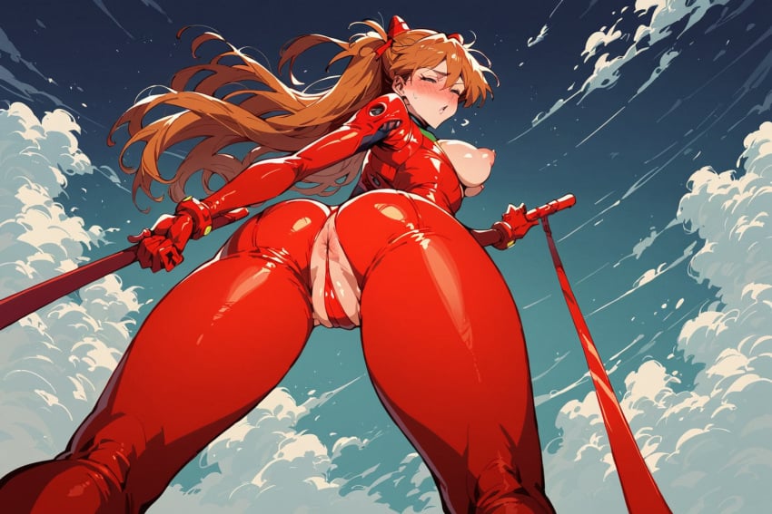 ai_generated anus asuka_langley_sohryu big_breasts bodysuit neon_genesis_evangelion pussy round_ass teardrop_breasts