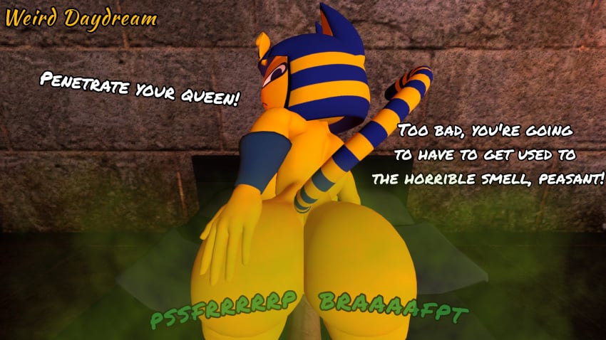 1boy 1boy1girl 1girls anal anal_penetration anal_sex animal_crossing ankha ankha_(animal_crossing) ass big_ass big_butt butt dialogue fart fart_cloud fart_fetish farting_during_anal farting_on_dick farting_while_penetrated female female_penetrated huge_ass male/female male_on_female male_penetrating male_penetrating_female pov self_upload sex weirddaydream