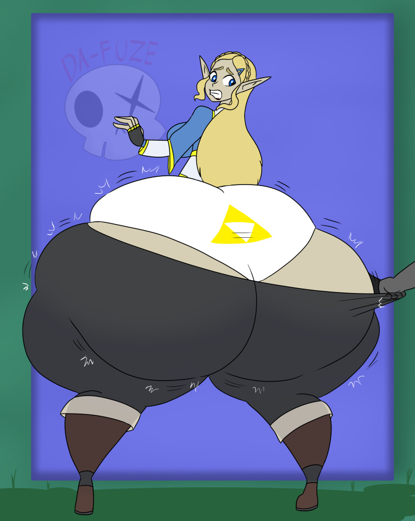 1girls ass ass_cleavage big_ass big_butt blonde_hair blue_eyes boots bottom_heavy breath_of_the_wild bubble_ass bubble_butt da-fuze dumptruck_ass fat_ass fat_butt female female_only fingerless_gloves huge_ass huge_butt hylian hylian_ears hyper hyper_ass hyper_thighs large_ass large_breasts large_butt leggings leggings_down light-skinned_female light_skin long_ears long_hair looking_back panties pants pants_down princess_zelda tears_of_the_kingdom the_legend_of_zelda the_legend_of_zelda:_breath_of_the_wild the_legend_of_zelda:_tears_of_the_kingdom thick_ass thick_thighs tight_pants triforce_mark triforce_panties wide_hips zelda_(breath_of_the_wild)