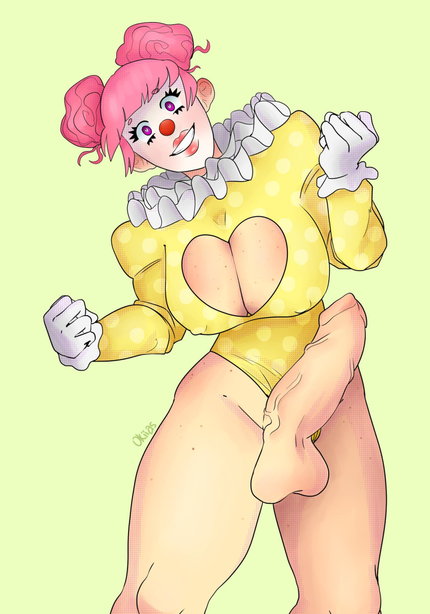 1futa big_breasts big_penis breasts clown clown_makeup clown_nose freckles futa_only futanari heart-shaped_pupils intersex penis polka_dot squishiiokii squishy_the_clown thick_thighs