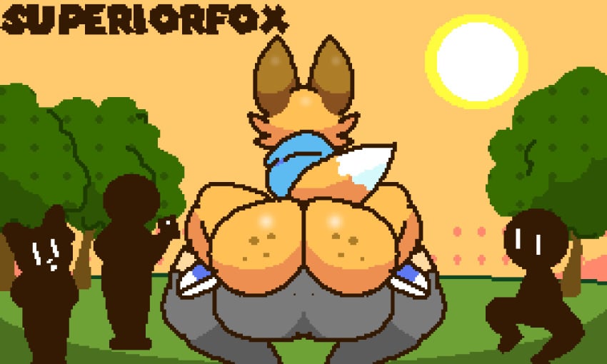 2boys anal anal_sex animated anthro ass balls big_balls big_butt big_penis bouncing bouncing_ass clothes duo ears exhibitionism fox furry game_freak gay grass hoodie lover_(coldfrontvelvet) male male/male male_only male_penetrated male_penetrating male_penetrating_male nintendo orange_fur penis pixel_art pokemon pokemon_(species) public public_sex sex shoes spotted_butt spotted_fur sun sunset superiorfox tail trees zoroark