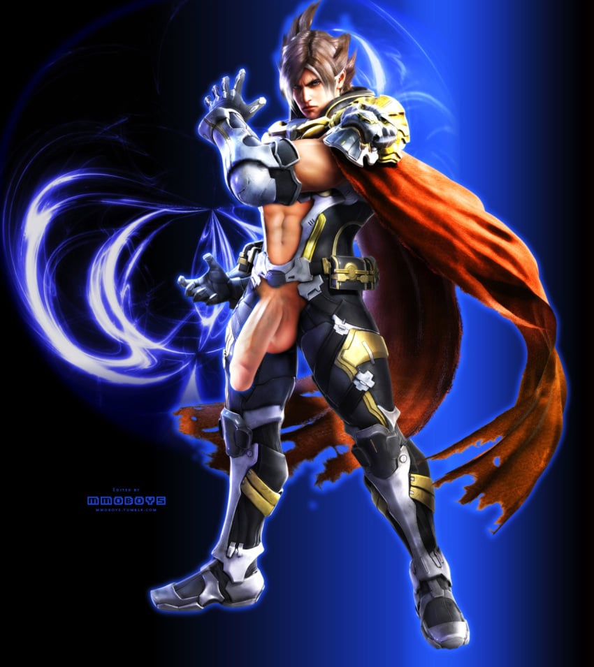 armor cape edit lars_alexandersson male male_only mmoboys mmoboys_(artist) penis photoshop solo standing tekken