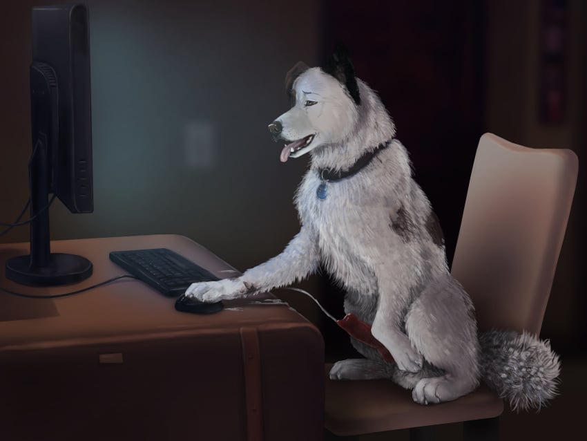 4:3 absurd_res anatomically_correct animal_genitalia animal_penis balls canid canine canine_penis canis collar computer cum cumshot disney dog_with_a_blog domestic_dog ejaculation erection feral hi_res male male_only mammal masturbation orgasm penile_masturbation penis sitting solo stan_(dog_with_a_blog) tongue virtyalfobo