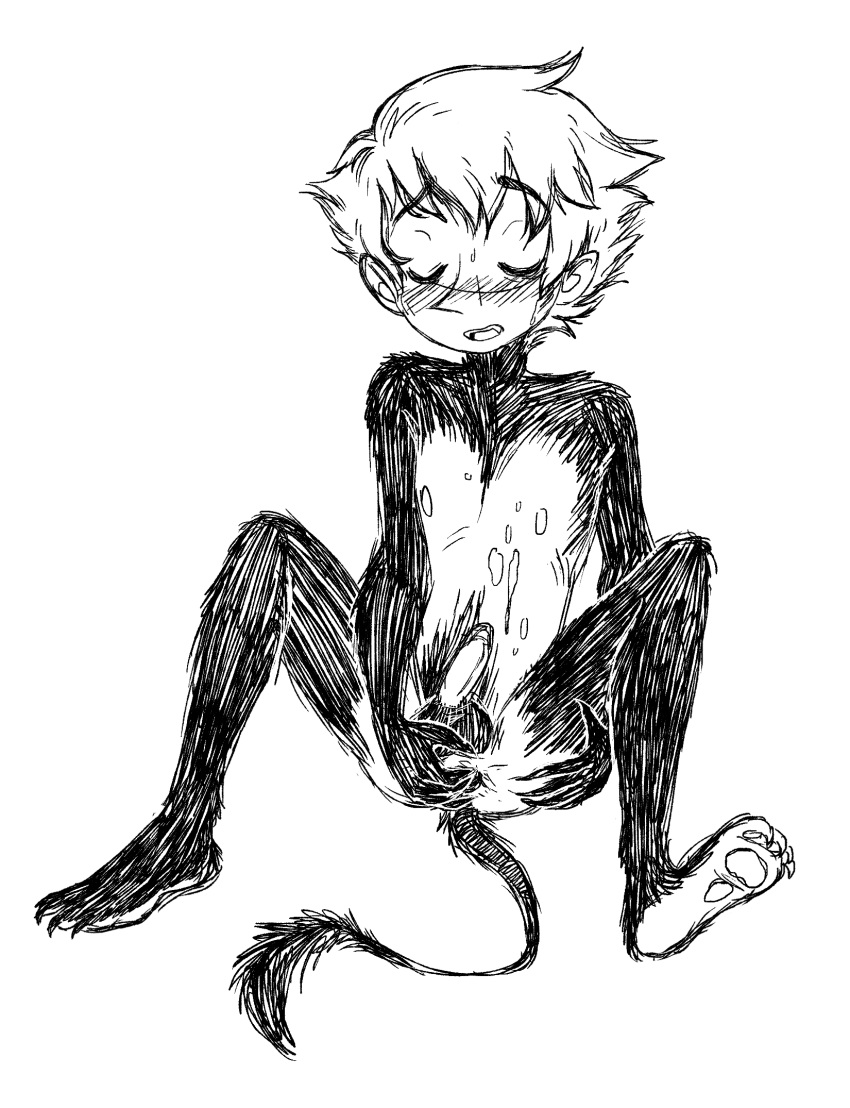 1boy 2019 anal anal_masturbation animal_humanoid black_and_white blush claws closed_eyes cum erection fangs feet fingering fingering_anus fingering_ass fingering_own_ass fingering_self fluffy fur hi_res humanoid male male_only mammal masturbation monochrome nipples nude open_mouth paws penis sheepish_(artist) sketch skinny slim snufkin solo tail the_moomins