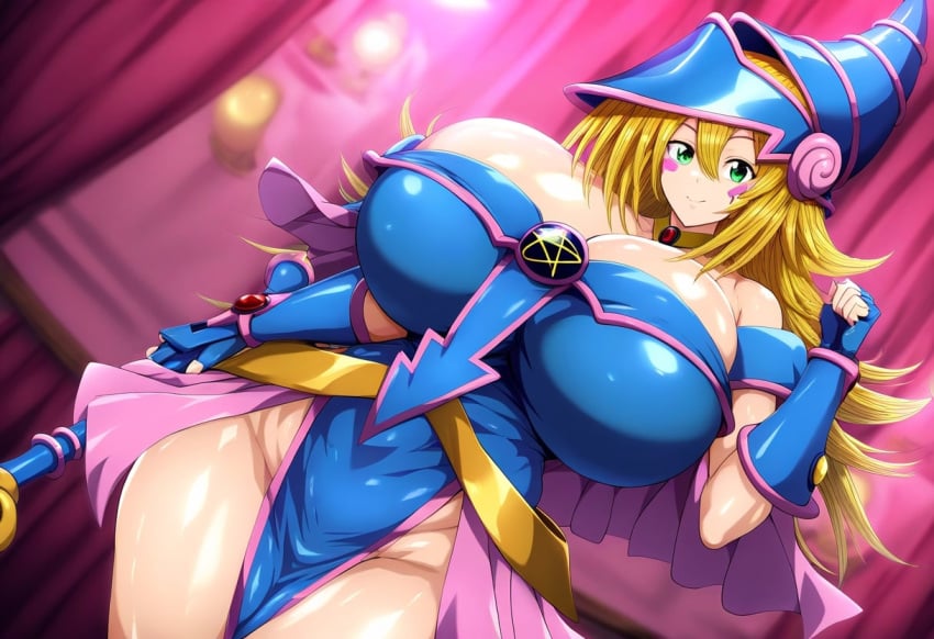 1girls ai_generated big_breasts blonde_hair blue_eyes breasts cleavage curvaceous curvaceous_female curvy curvy_female curvy_figure dark_magician_girl duel_monster female female_only huge_breasts hyper large_breasts light-skinned_female light_skin magical_girl magician_hat massive_breasts minmin short_hair solo solo_female thick_thighs voluptuous voluptuous_female wide_hips yu-gi-oh!