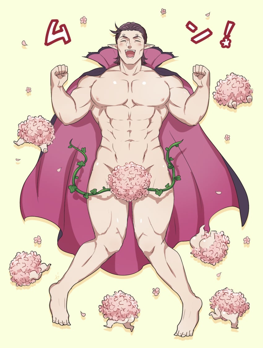 bara covered_crotch kani_haru kyuuketsuki_sugu_shinu male male_only muscles muscular no_visible_genitalia nude nudenium solo solo_male the_vampire_dies_in_no_time vampire