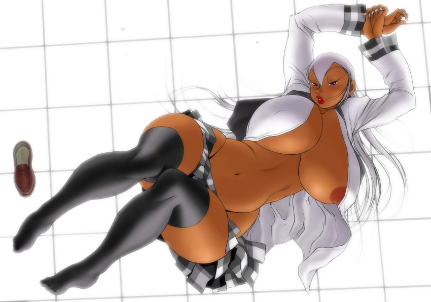 1girls asian asian_female ass ass_grab big_ass big_breasts bottom_heavy breasts busty cleavage dark-skinned_female dark_skin digital_drawing_(artwork) digital_media_(artwork) eiden exposed_breasts exposed_nipples eyebrows eyelashes eyes female gg_quatre gigantic_breasts gri_gri grinis_quatre_gricom hair hips huge_breasts human hyper hyper_breasts large_breasts larger_female legs lips long_hair massive_breasts mature mature_female purple_eyes school_uniform thick thick_legs thick_lips thick_thighs thighs top_heavy upper_body voluptuous white_hair wide_hips