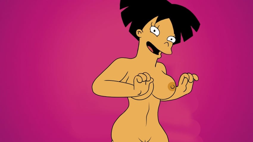 amy_wong breasts breasts edit female female_only futurama naked nipples nude purple_background renajon screenshot screenshot_edit solo_female vagina