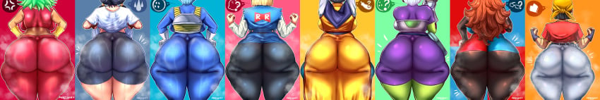 2d 6+girls 8girls aged_up android_18 android_21 android_21_(human) arc_system_works artist_name ass ass_comparison ass_size_chart back_view bandai bandai_namco bandana big_ass black_hair blonde_hair blue_hair brown_hair bubble_butt bulma_briefs cheelai chichi chichi_(majin_buu_saga) comparing comparing_asses comparison curvy dat_ass dragon_ball dragon_ball_fighterz dragon_ball_gt dragon_ball_super dragon_ball_super_broly dragon_ball_z dress dumptruck_ass female female_only full_color fully_clothed fusion green_hair kefla kefla_(dragon_ball) multiple_girls namco namco_bandai pan_(dragon_ball) penpen_(artist) shonen_jump shueisha steam sweating tagme toei_animation vegeta_(cosplay) videl videl_(long_hair) vomi_(dragon_ball) weekly_shonen_jump weekly_shounen_jump white_hair