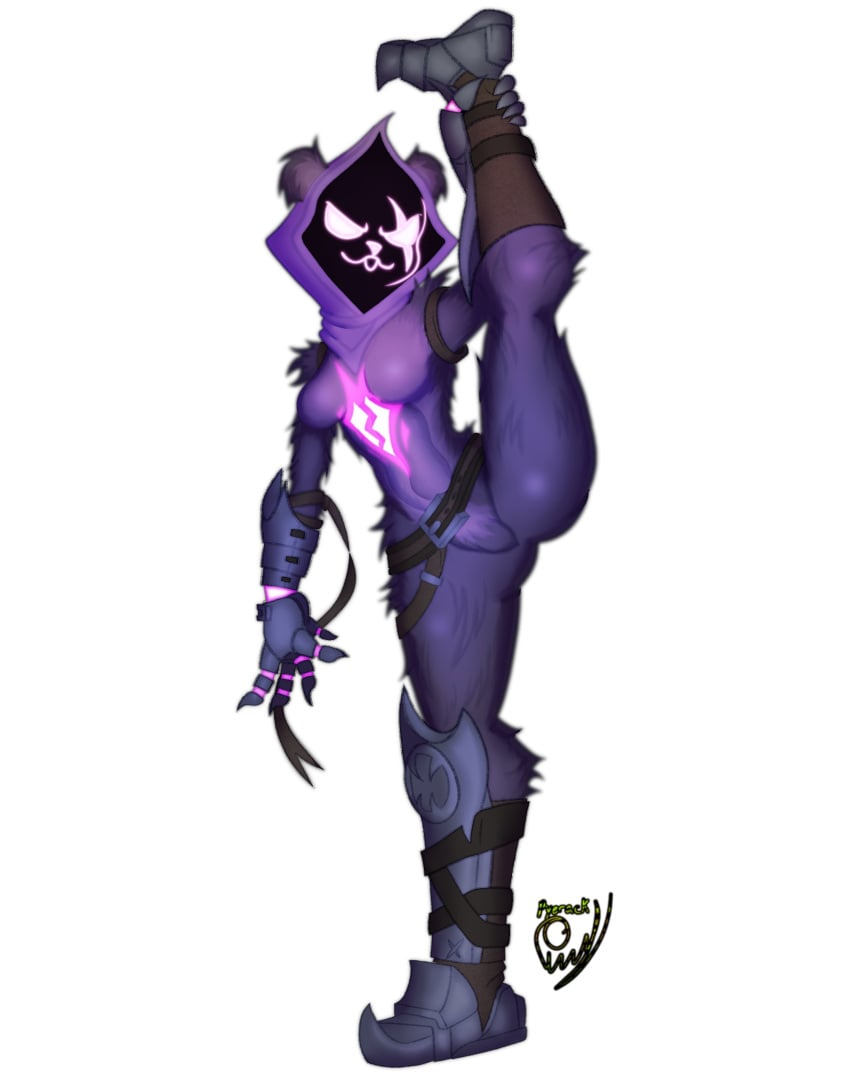 >:3 1female 1girls :3 ass bear bear_ears bear_girl belly belt boots breasts curvy epic_games female_focus female_only fortnite fortnite:_battle_royale furry furry_female furry_only gauntlet gauntlets holding_leg holding_legs hourglass_figure humanoid looking_at_viewer medium_breasts open_mouth purple_body purple_eyes purple_fur purple_hair purple_skin pyerack pyerack_(artist) raven_team_leader scar scar_across_eye scar_on_face simple_background solo solo_female solo_focus splits spread_legs spreading standing standing_on_one_leg standing_split stomach thick_thighs thighs white_background wide_hips