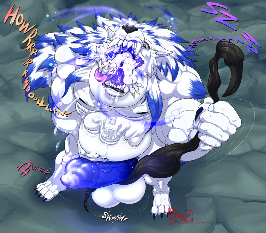 2019 4_toes 5_fingers angelo_(hungothenomster) anthro balls biceps big_balls big_penis black_nose blue_eyes blue_fur blue_hair blue_penis blue_skin canid canine canis capcom clothing darkstalkers digitigrade drooling duo english_text erection eyebrows fur gallon hair hand_on_stomach hi_res hungothenomster jon_talbain male male_only mammal multicolored_fur multicolored_hair multicolored_skin musclegut muscular muscular_male muscular_thighs oral_vore pecs penis saliva sharp_teeth slightly_chubby standing teeth text thick_penis toes torn_underwear two_tone_fur two_tone_hair two_tone_skin underwear vampire_savior vein video_games vore were werecanid werecanine werewolf white_fur white_hair white_skin wolf