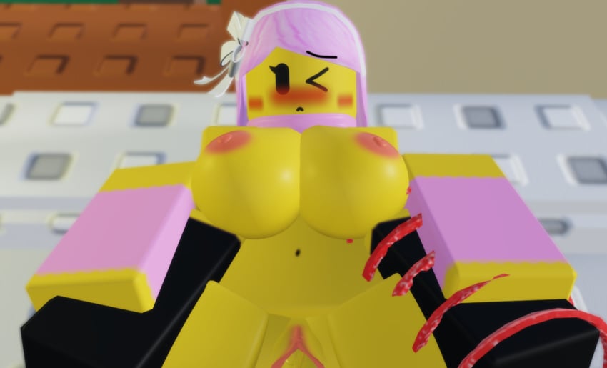 1boy 1girls blush naked pink_hair roblox robloxian sex tagme the_battle_bricks vaginal_penetration wompwompsad