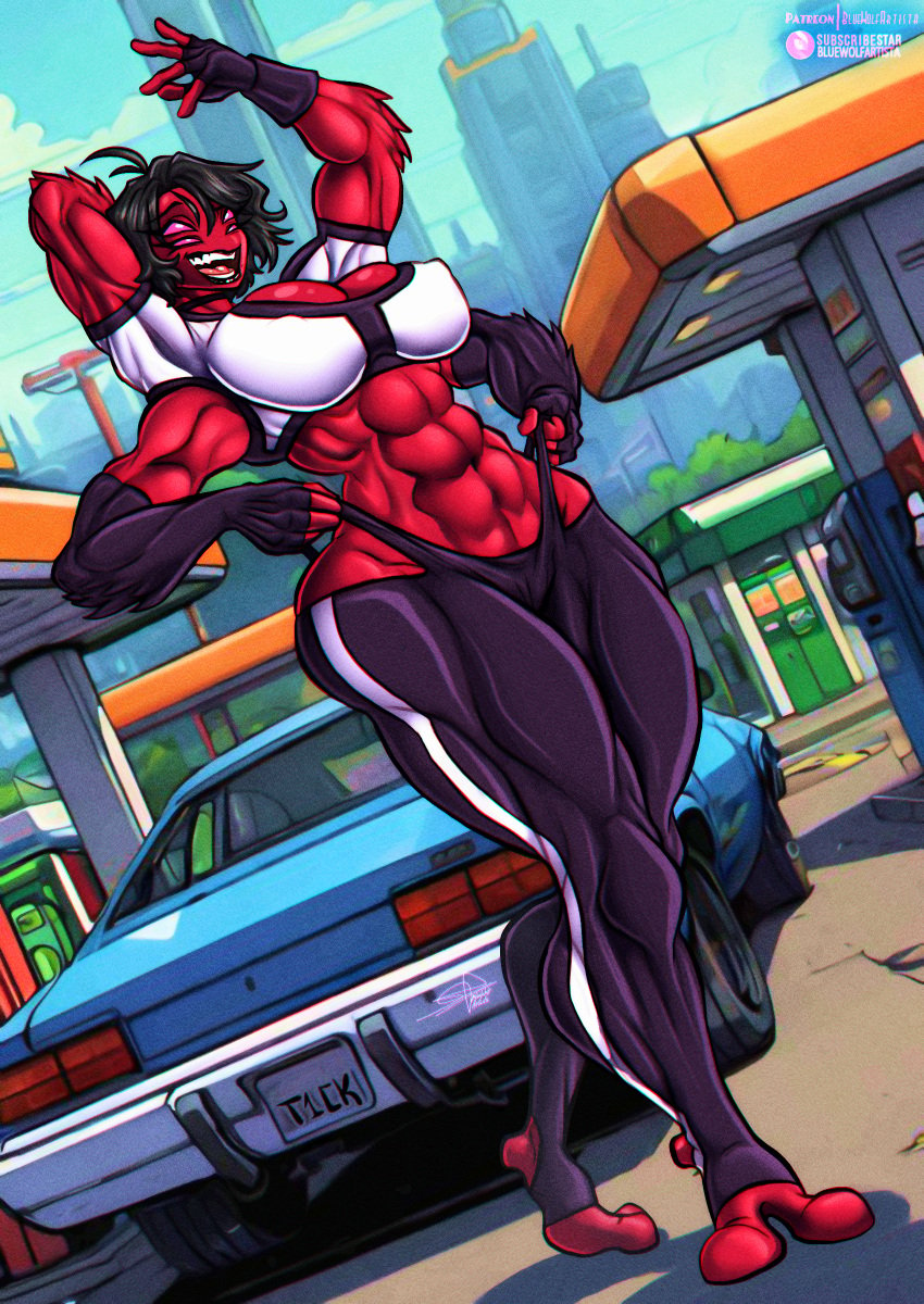 4_arms 4_eyes abs alien alien_girl alien_humanoid ben_10 ben_10_(classic) big_breasts bluewolfartista breasts cartoon_network chaquetrix dark_hair dark_lipstick female female_focus female_only fourarms huge_breasts massive_breasts monster_girl muscle_girl muscles muscular muscular_female muscular_legs pink_eyes red_skin tetramand