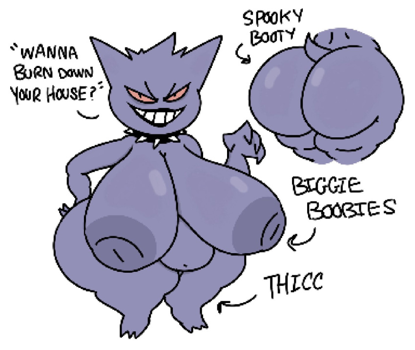 big_areola big_ass big_belly big_breasts big_butt big_nipples big_thighs gengar large_areolae large_ass large_breasts large_butt pokemon pokemon_(species) theslashfive