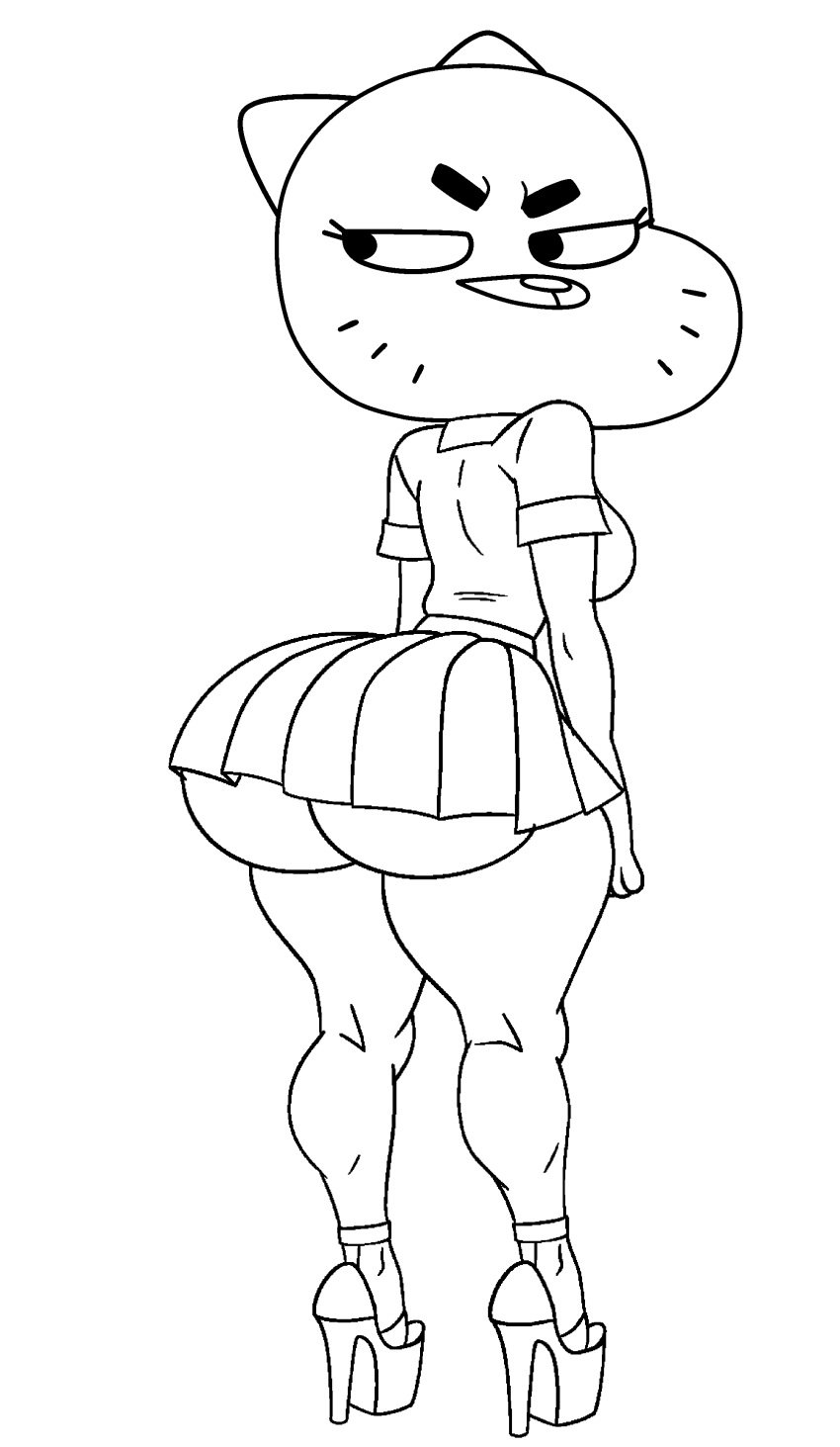 animated anthro big_ass blackmorty_(artist) feline female milf nicole_watterson the_amazing_world_of_gumball