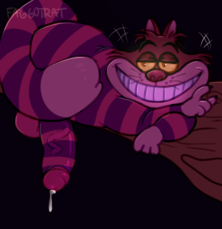 alice_in_wonderland alice_in_wonderland_(1951_film) balls cheshire_cat_(disney) disney domestic_cat faggotrat felid feline felis hi_res humanoid_penis male male_only mammal penis solo testicles