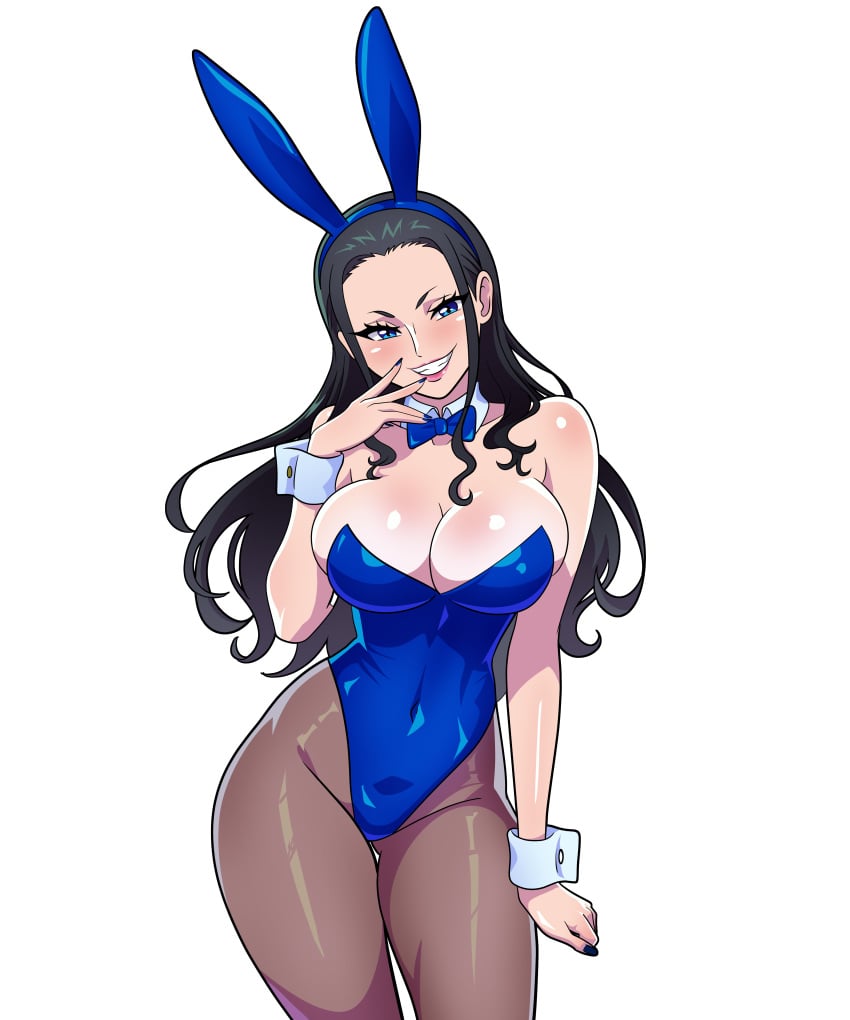 bunny_ears bunnysuit clothing female female_only nico_robin one_piece smile stvdeclas