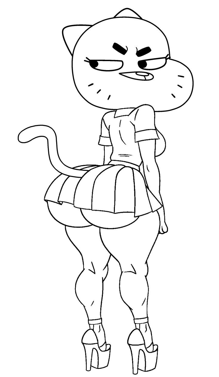 animated anthro big_ass blackmorty_(artist) feline female milf nicole_watterson the_amazing_world_of_gumball