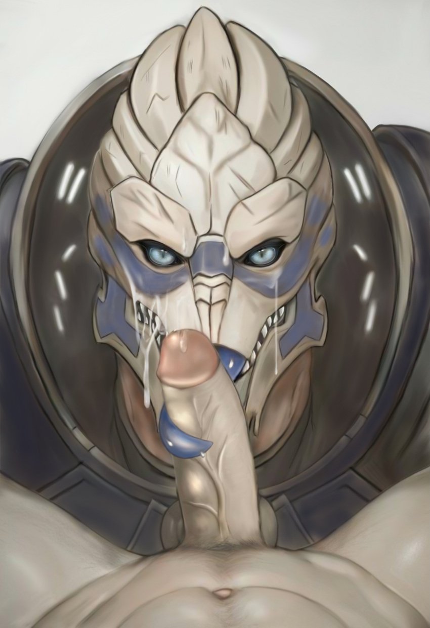 alien bigl1463 bioware duo electronic_arts erection first_person_view garrus_vakarian genitals hi_res human humanoid_genitalia humanoid_penis long_tongue looking_at_viewer male male/male male_only mammal mass_effect open_mouth oral penis sex tongue tongue_out tonguejob turian yaoi