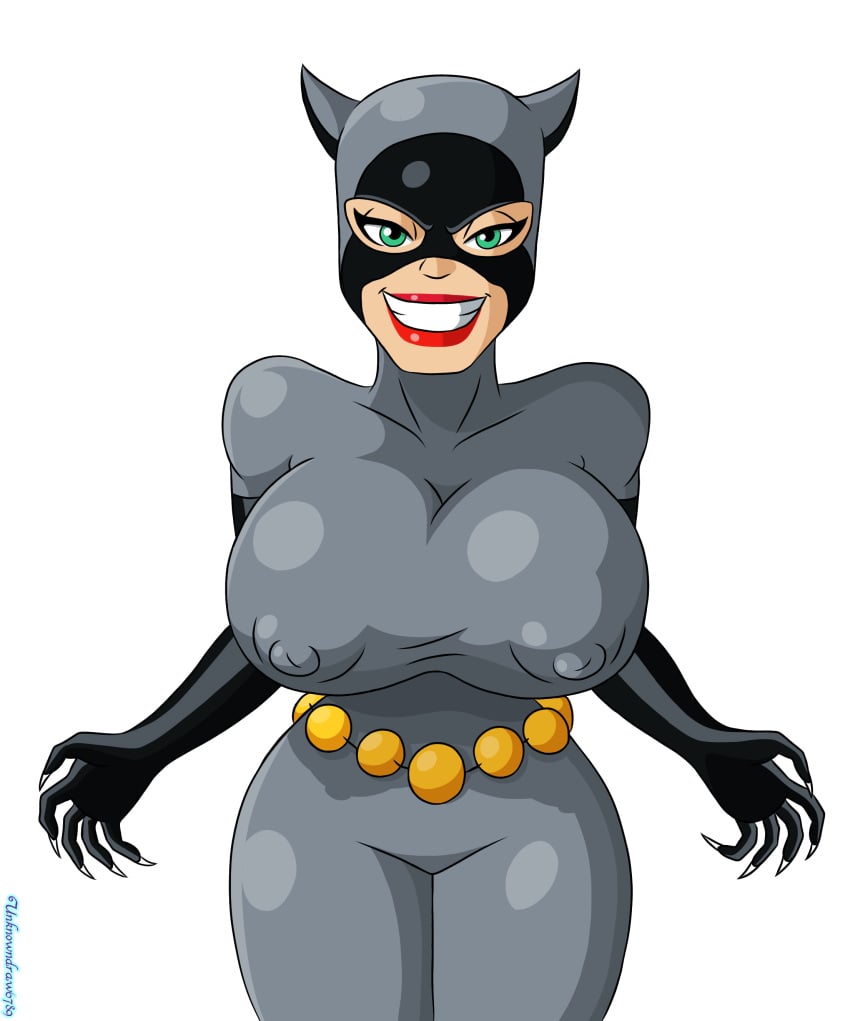 1girls batman:_the_animated_series batman_(series) big_breasts breasts breasts busty busty_female catwoman claws dc_comics female female_only green_eyes lips nipples nipples_visible_through_clothing red_lips red_lipstick selina_kyle sexy suit tagme thighs thighs_together unknowndraw6798