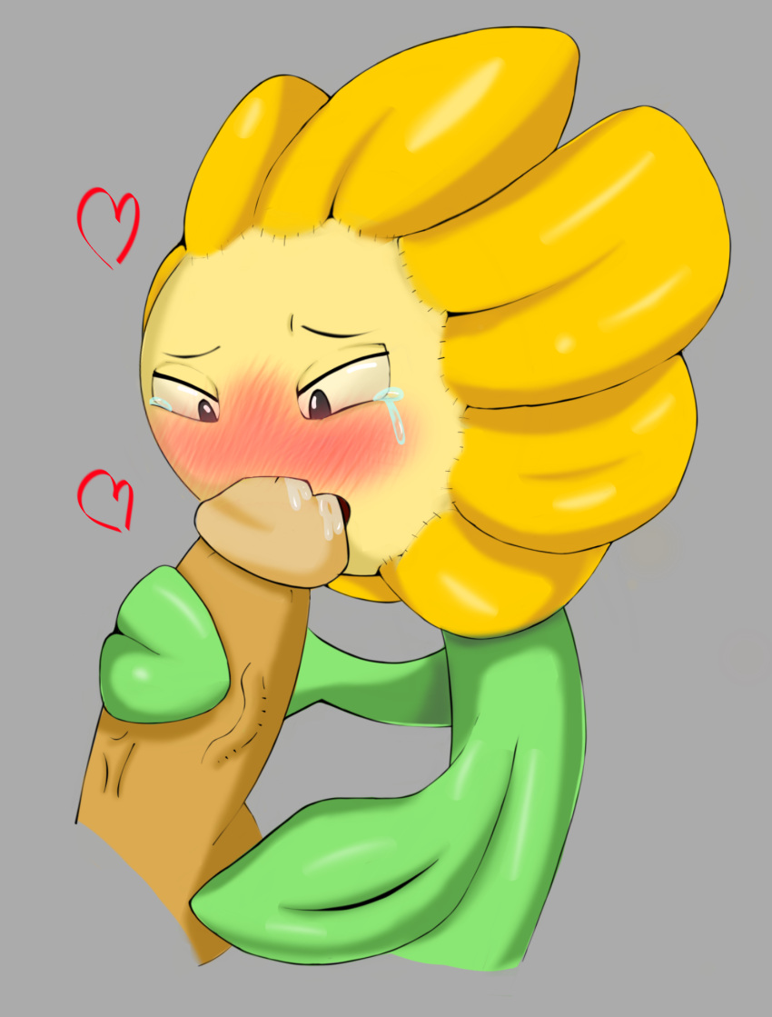 blowjob blush cinnamonroll69 fellatio flower flowey_the_flower green_body heart hi_res human male mammal oral penis plant sucking tear undertale video_games yaoi