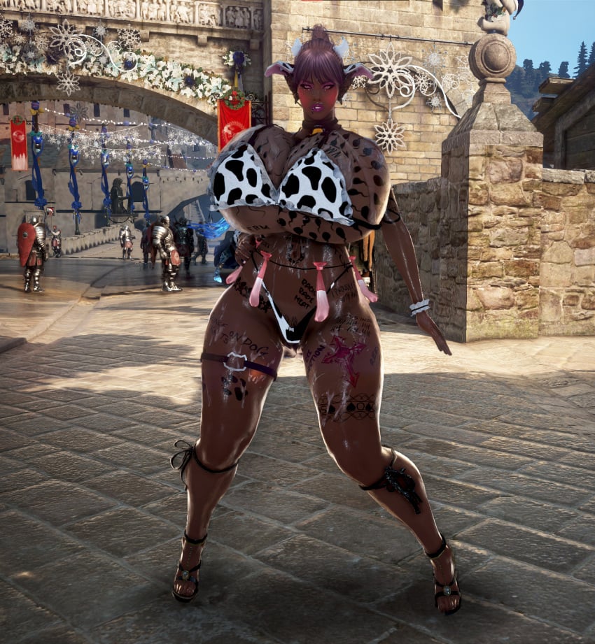 3d bdo bimbo black_desert_online blonde_hair body_writing breasts cow_ears cow_horns cow_print cow_tits cum_on_body cum_on_breasts cum_on_face cum_on_thighs cumdumpster dark_elf degradation elf elves female huge_breasts humiliation interracial onahole pregnant pregnant_belly qos qos_tattoo queen_of_spades raceplay ranger_(black_desert) screencap screenshot sperm_tattoo succubus succubus_horns tattoo tattoos toilet urinal video_game yourbdowhore