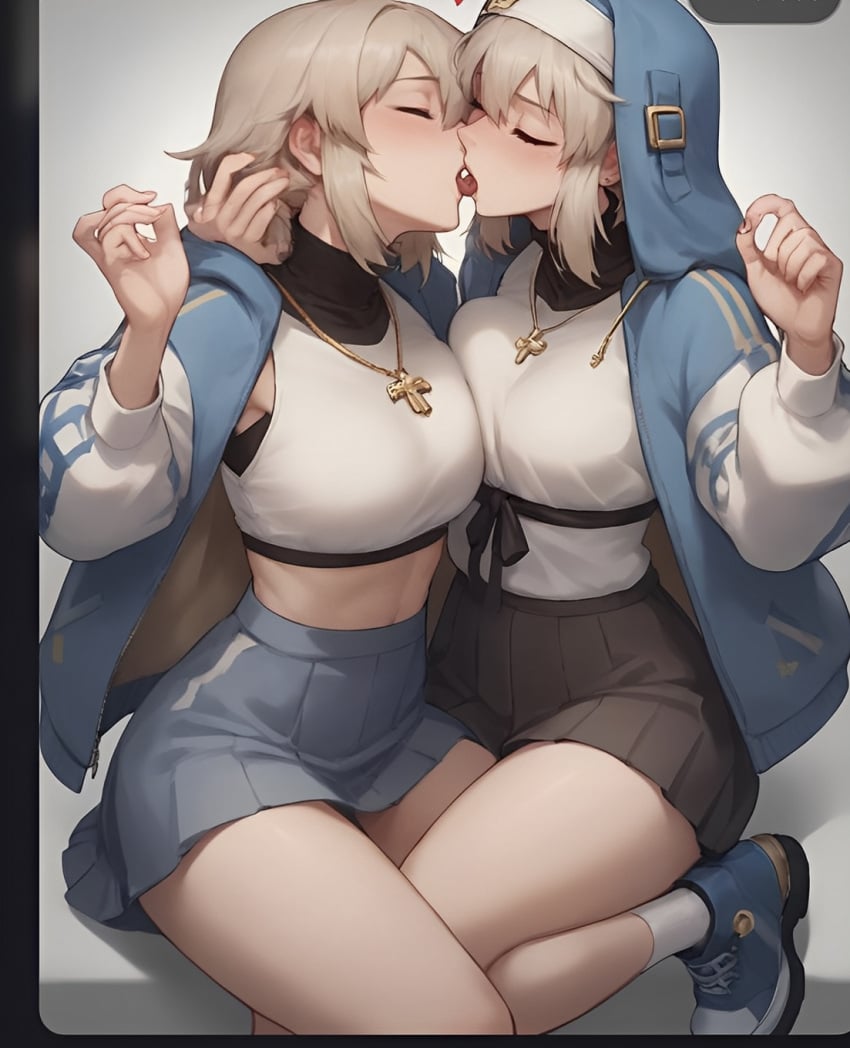 ai_generated bridget gay kissuzaki_tsuki large_breasts lesbian_kiss selfcest yuri