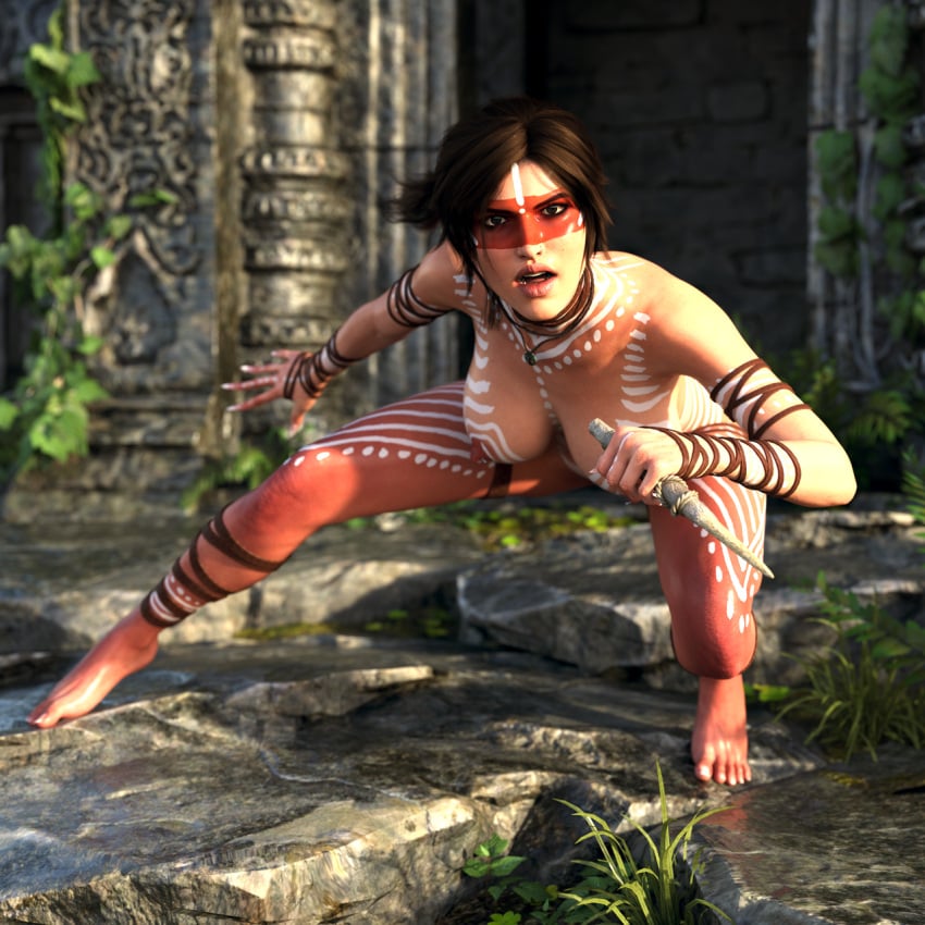 3d athletic athletic_female busty cave_girl cavegirl cavewoman female female_focus female_only hourglass_figure jungle jungle_girl lara_croft lara_croft_(classic) originalcustard pinup pinup_pose prehistoric primitive tagme tarzan tomb_raider tomb_raider_(survivor) tribal tribal_female tribal_markings tribeswoman wide_hips