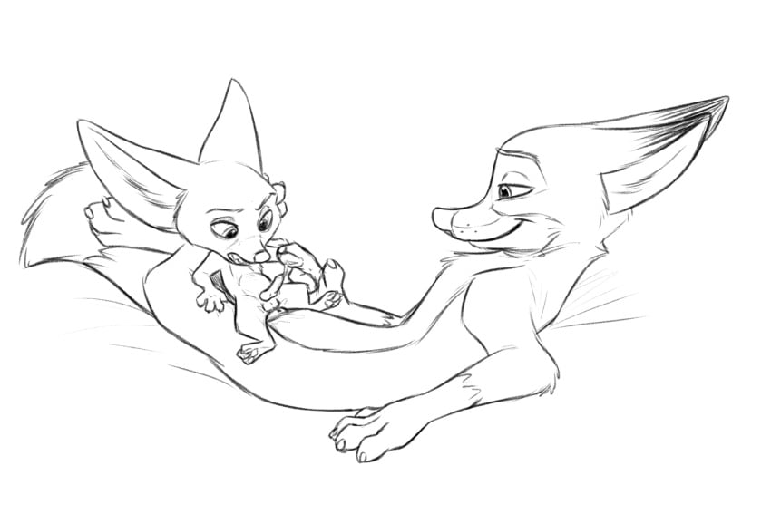 2boys anal anal_sex animal_genitalia animal_penis anthro balls balls_deep big_dom_small_sub black_and_white canid canine canine_penis claws clenched_teeth cum cum_in_ass cum_inside disney duo erection fennec finnick fox fur gay half-closed_eyes lying male male_only male_penetrated mammal monochrome nick_wilde on_back pawpads penetration penis precum sex simple_background size_difference smaller_penetrated smile stomach_bulge teeth the_giant_hamster yaoi zootopia