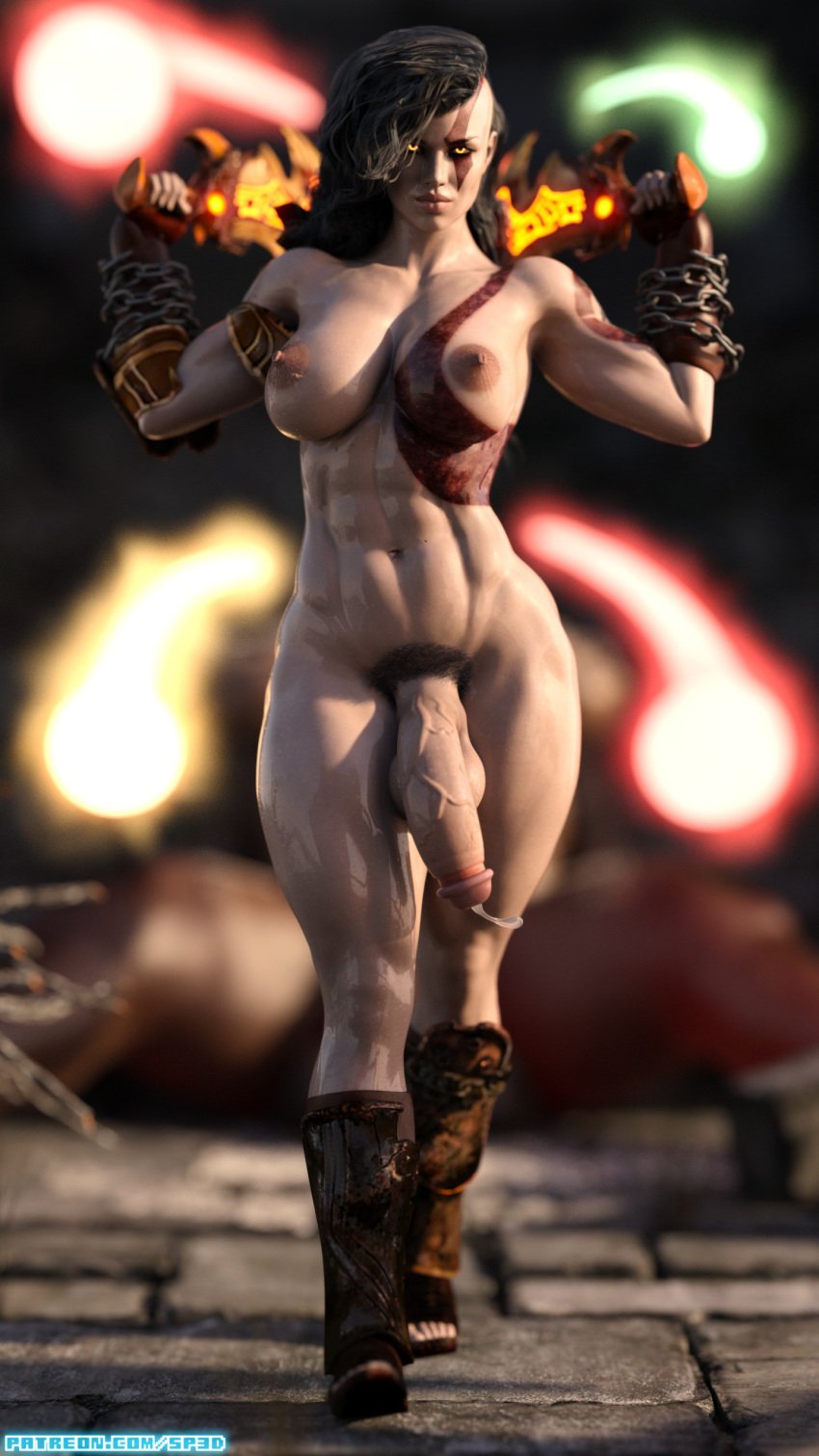 1futa 3d abs areolae balls big_penis breasts dickgirl female futa_only futanari genderswap genderswap_(mtf) god_of_war goddess intersex kratos kratos_(female) muscles muscular muscular_futanari naked_footwear naked_with_shoes_on nipples penis rule_63 solo squarepeg3d testicles