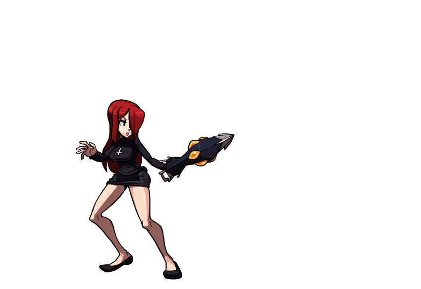 1girls animated bottomless bouncing_breasts breasts clenched_hand cross edit exposed_pussy female female_only going_commando hair_over_one_eye heels kicking legs lips lipstick long_hair long_legs parasol parasoul pussy red_hair skullgirls umbrella vagina video_games